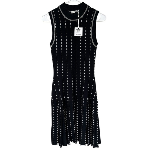 NWT SIMKHAI Cosette Contrast Stitch Sleeveless Sweater Dress- Navy Blue -Size XS - Picture 4 of 11
